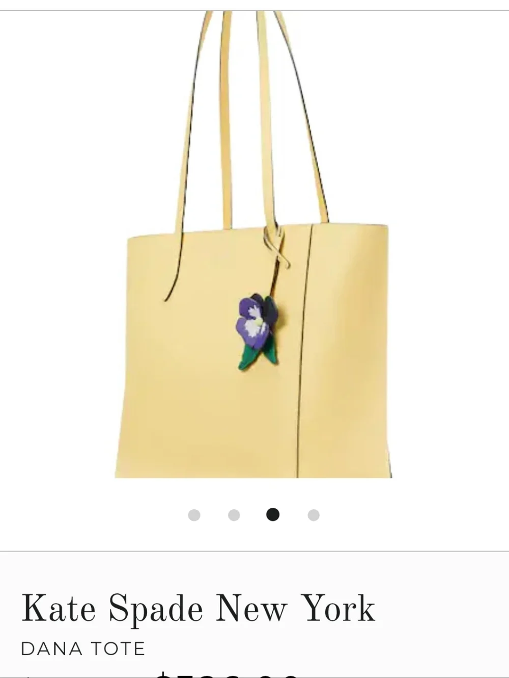 Kate Spade Yellow Leather Flower Tote Bag And Dust cover Nwot $359 Retail